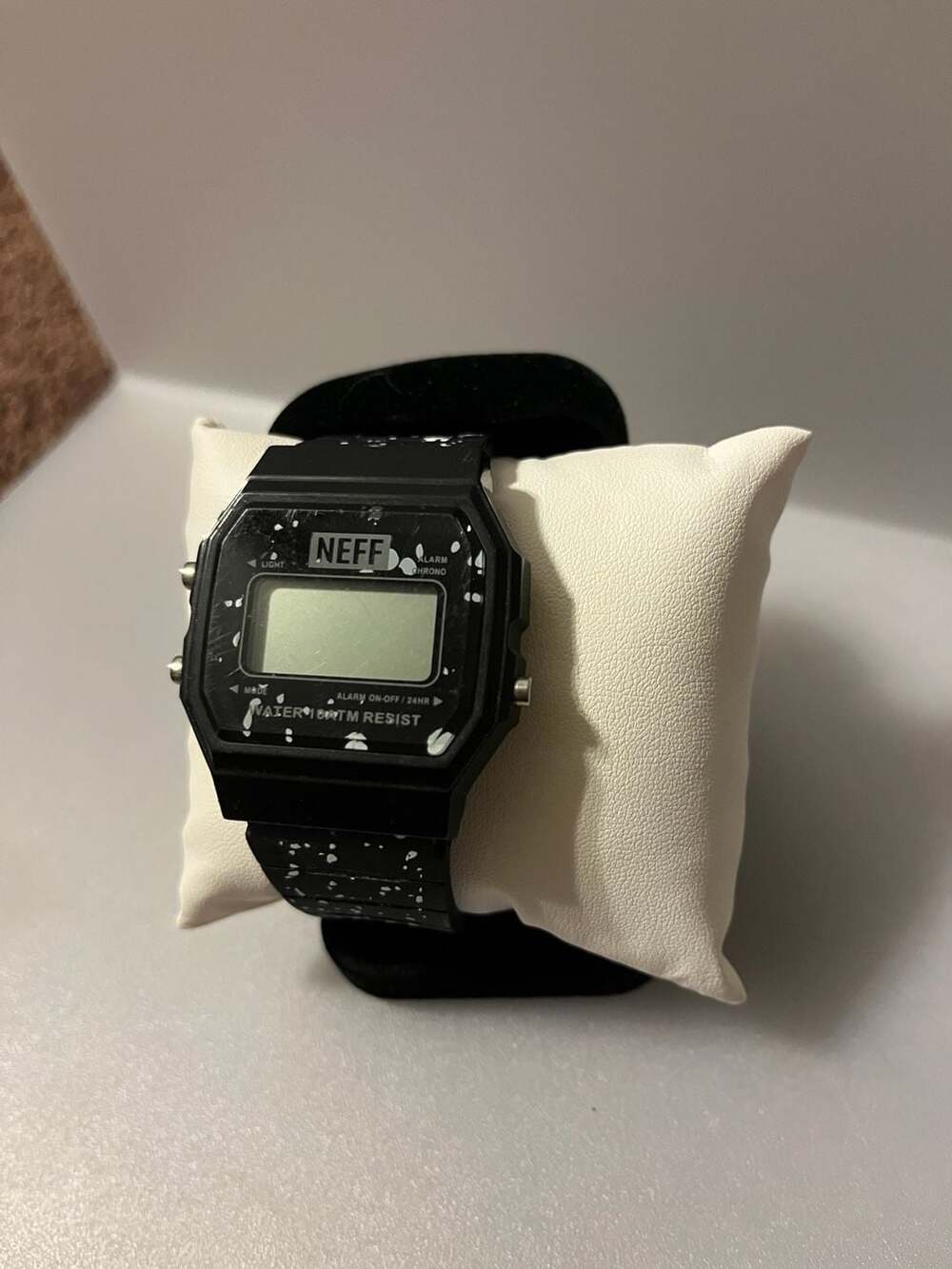 Neff Flava Black and White Paint Splatter Digital Watch
